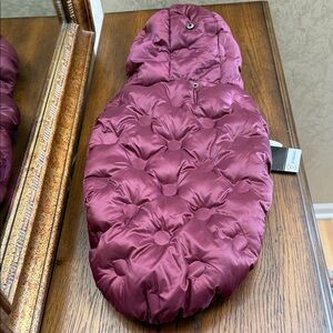 Silver Paw Puffer Dog jacket. Size L.  Plum colored.  Velcro closure.